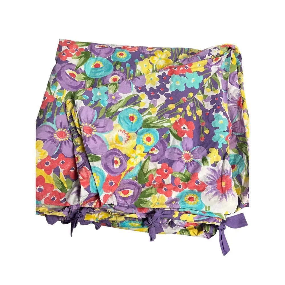 Pottery Barn Kids Poppy Duvet Cover Full / Queen Purple Multi Floral Tie Closure